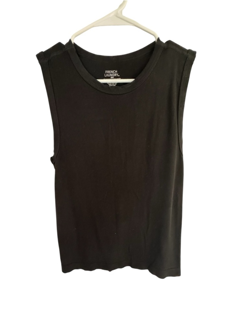 French Laundry Black Ribbed Crewneck Tank